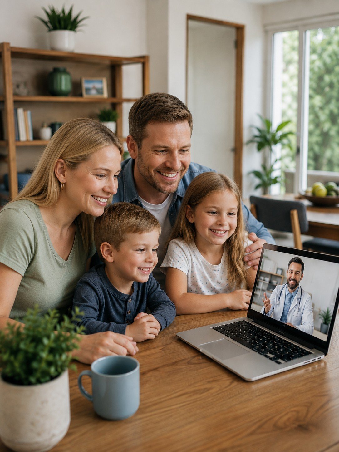 Family using telemedicine